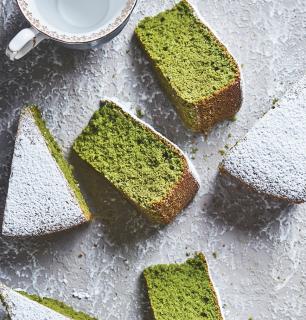 super cake au thé matcha et  à la farine d’amandes